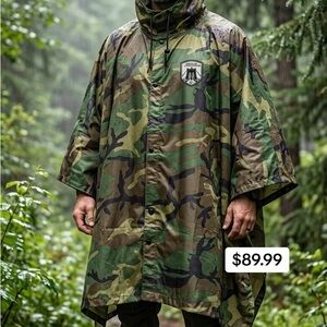 M81 Woodland Camo Ripstop Poncho by Brooklyn Armed Forces New In Pouch US FABRIC